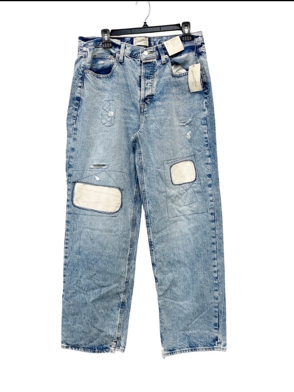 90s Retro Blue Denim Mid Rise Jeans, Light Wash Organic Cotton, Size 4, NWT